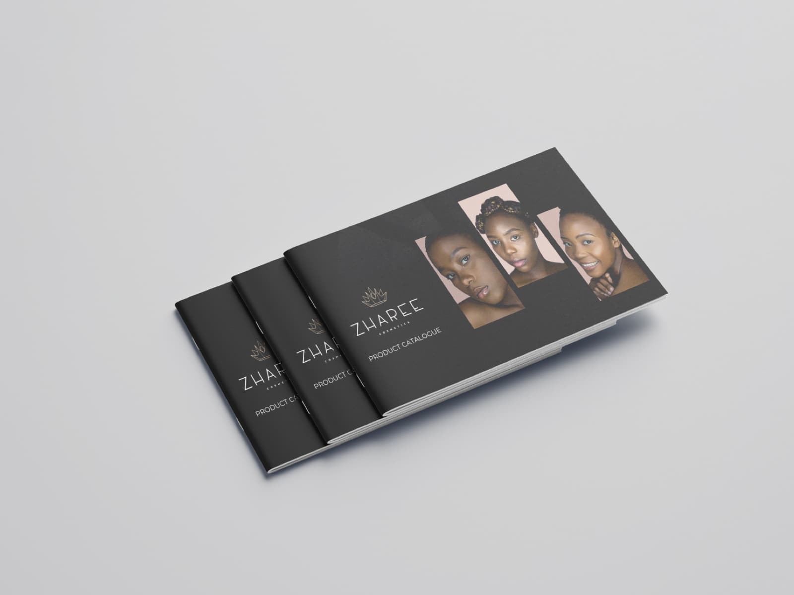 Zharee Cosmetics: A product catalogue with editorial, dark-glamour pacing.